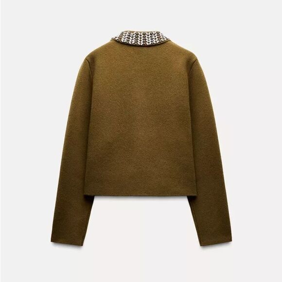 ZARA 100% WOOL JEWEL COLLAR JACKET - Picture 13 of 14